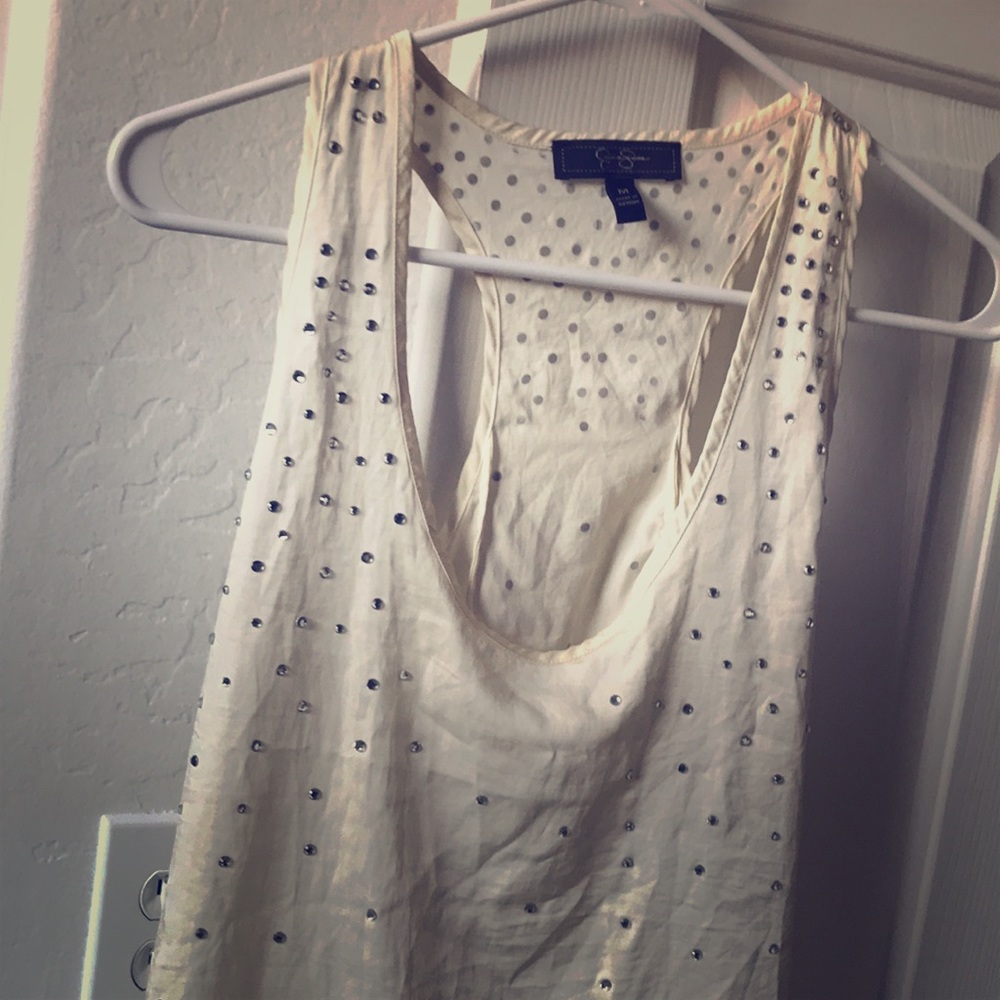 Jessica Simpson razor back ivory diamond tank top